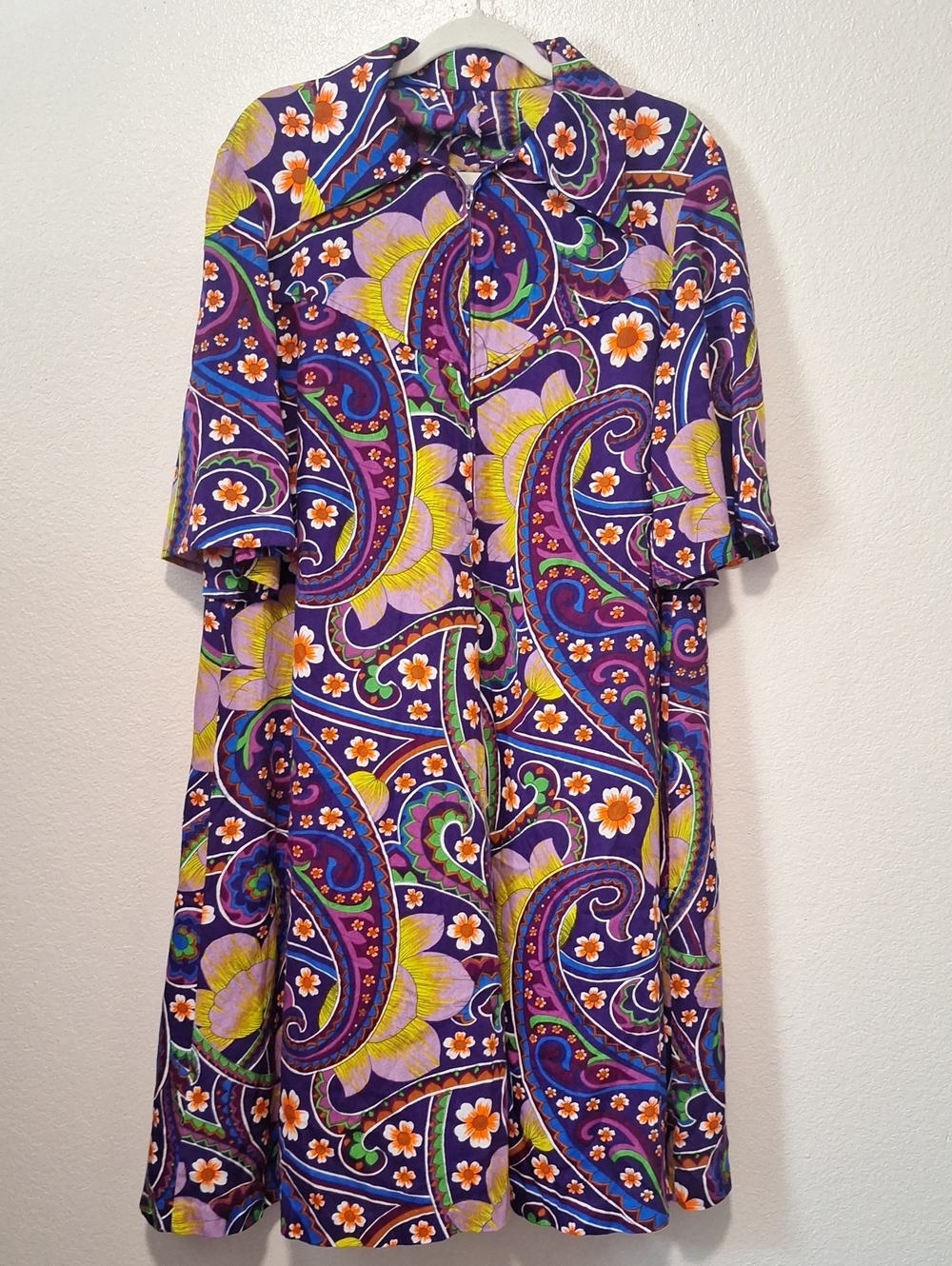 Vintage Handmade Vibrant Boho Paisley Floral  Dress, Medium